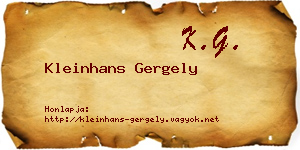 Kleinhans Gergely névjegykártya